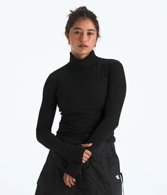 Camiseta de manga larga con cuello alto para mujer