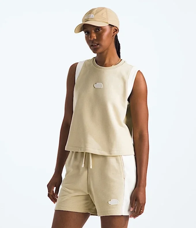 Camiseta sin mangas corta y holgada de felpa para mujer Camiseta sin mangas corta y holgada de felpa para mujer